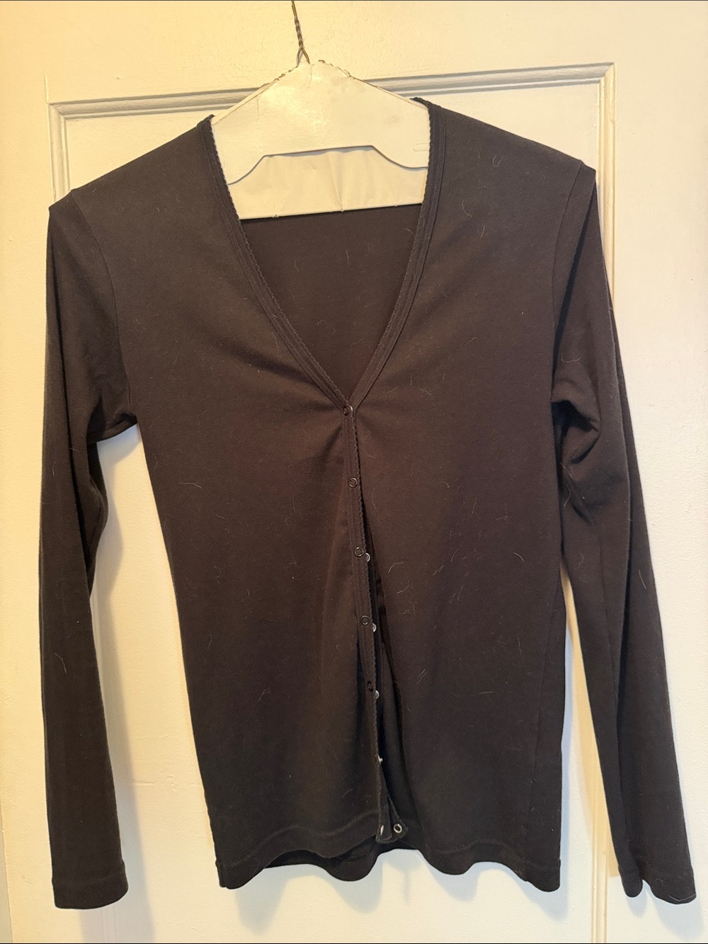 Petit Bateau Black Long-Sleeve Snap-Front cardigan